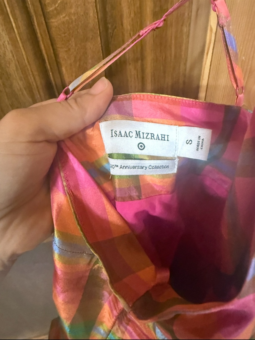 Isaac Mizrahi Pink and Green Plaid Midi Dress - Picture 3 of 6